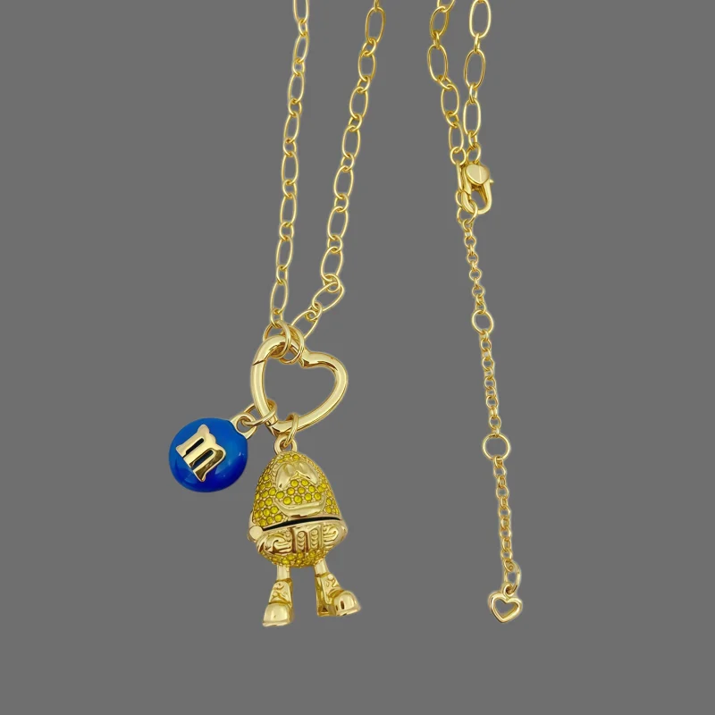 Kate Jewelry 18K Gold Filled M Pendant Necklace For Women Fine Jewelry Birthday Christmas Gift