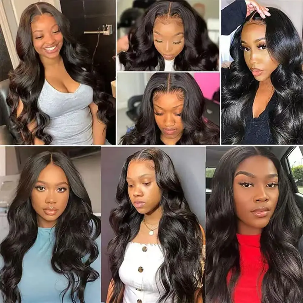 Body Wave Brazilian Virgin Hair Bundles - Unprocessed 100% Human Hair Weave for Black Women 3 Bundles #1B Color Hair Extensions