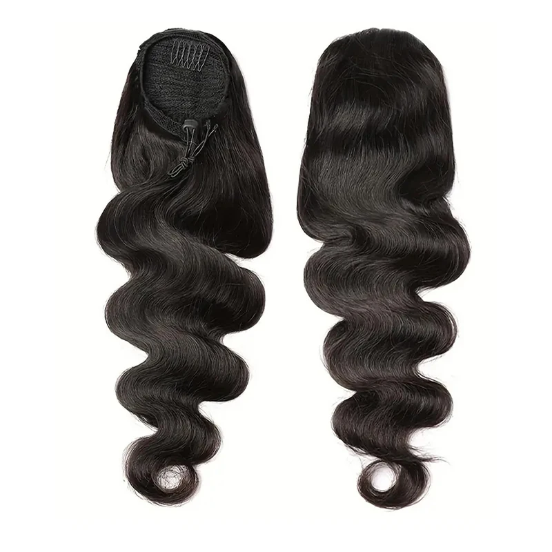 Body Wave Human Hair Drawstring Ponytail Clip In Brazilian Remy Hair Ponytail Natural Color Heat Resistant Ponytail For Women