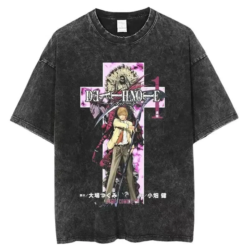 Women Man T-shirt Japanese Anime Death Note Print Punk Gothic T-Shirt 2024 Harajuku Style Cotton Loose Short Sleeve Tee Shirts