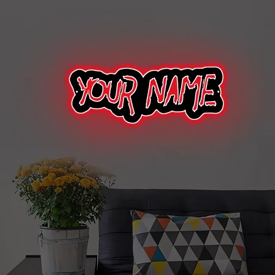 Personalized Custom Name Neon Sign Custom Text Number LED   Game Tag ID LED Sign for Wall Decor 16 Color Change Remote Control