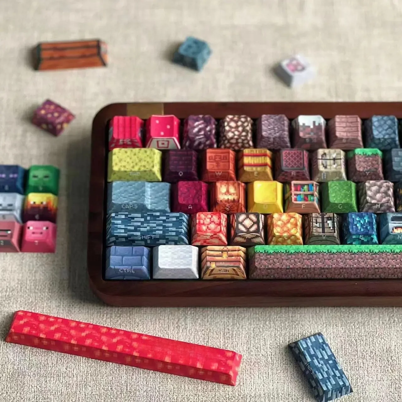120+ Tasten im Pixel-Stil, seitlich bedruckte Tastenkappen, coole Tastenkappe, PBT-Kirschprofil für Cherry 61 63 64 68 87 104 mechanische Tastatur