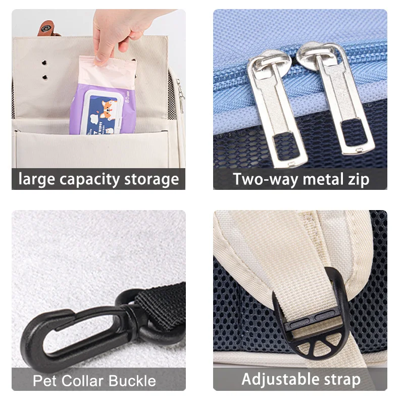 Zaino portatile per gatti di grande capacità borsa da viaggio per animali domestici traspirante borsa per gatti pieghevole resistente all\'usura per