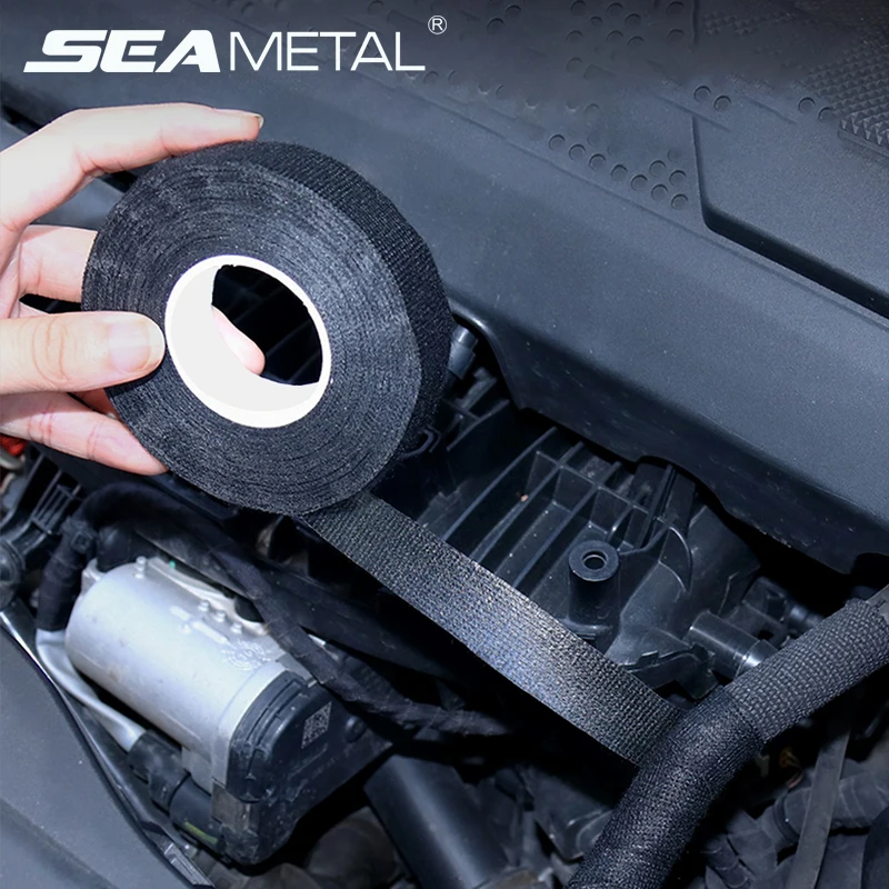 SEAMETAL Heat-resistant Adhesive Cloth Fabric Tape for Car Auto Cable Harness Wiring Loom Protection Width 19/25MM Length 15/25M