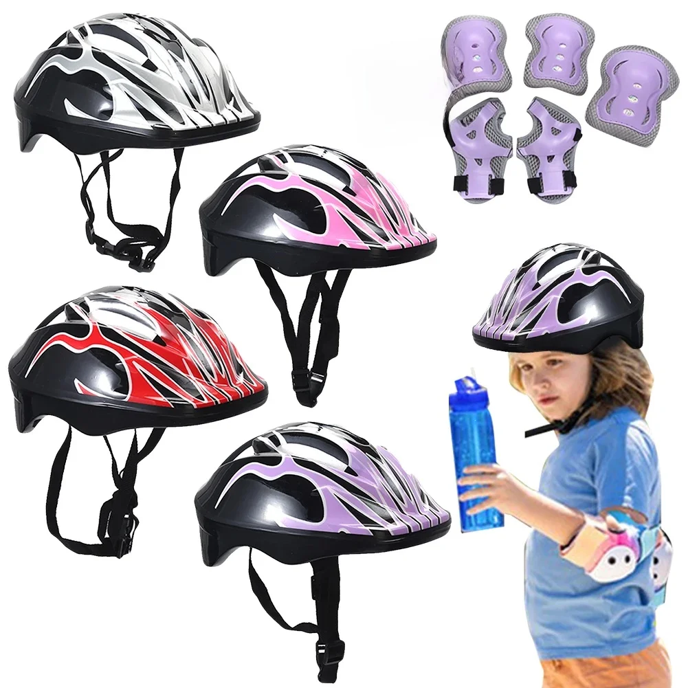 AliExpress alloet Kids Safety Helmet Knee Elbow Pad Set Boys Girls Head Protective Gear Set for Bicycle Cycling Skateboard Scooter Skating Helmet