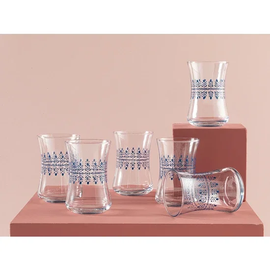 English Home Foliar Glass Set of 6 Tea Glasses 155 ml Dark Blue