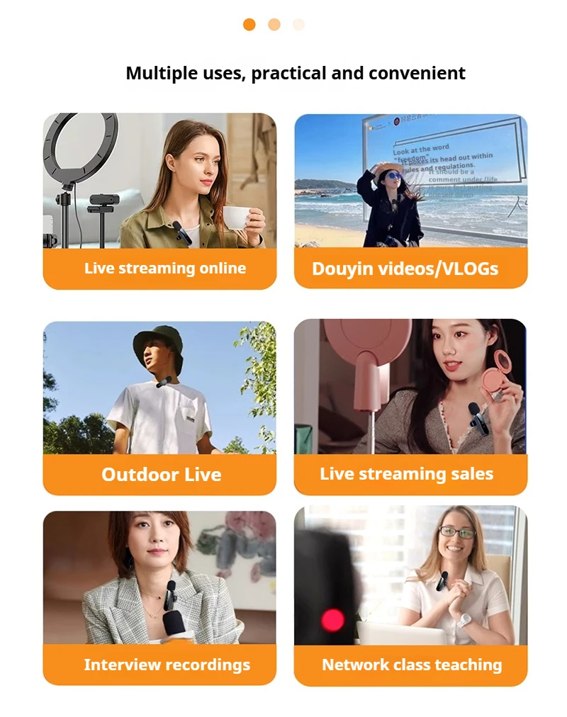 ميكروفون وردي 1 في 4 من Lavalier مزود بخاصية إلغاء الضوضاء لاسلكيًا مع ميكروفون لطية صدر السترة لكاميرا iPhone وAndroid وشاشة LED