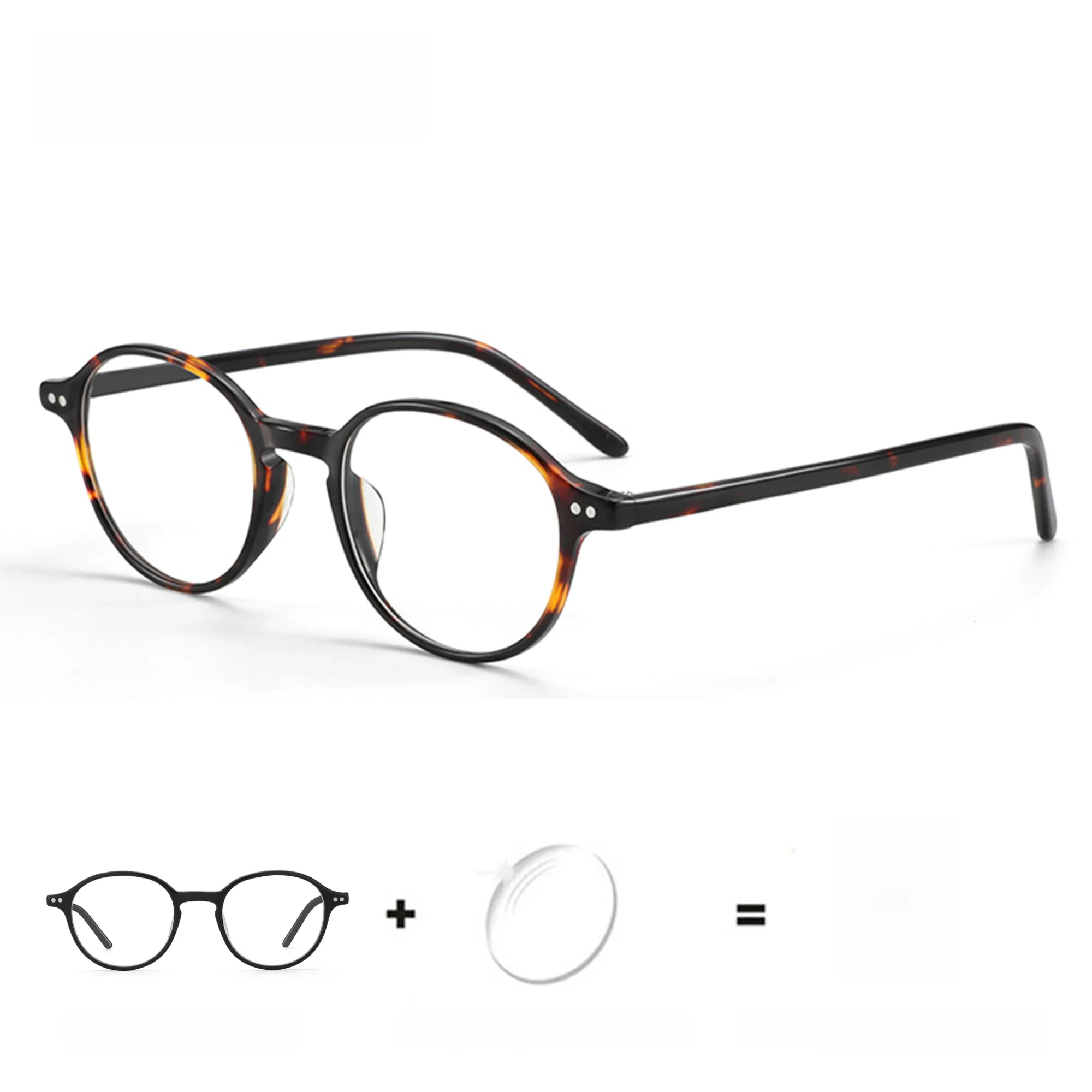  ZENOTTIC Retro Kleine Ronde Brillen op sterkte Dames Heren Anti Blauw Licht Progressieve Bril Meekleurende Optische Brillen - afbeelding 2