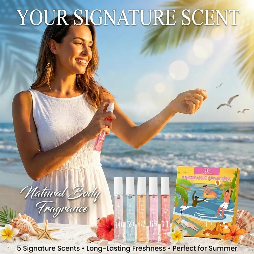 

5-Piece Fresh Perfume Set – Elegant Charm Fresh Scent Long-Lasting Gentle Non-Irritating Alcohol-Free Romantic Fragrance Spray ﻿