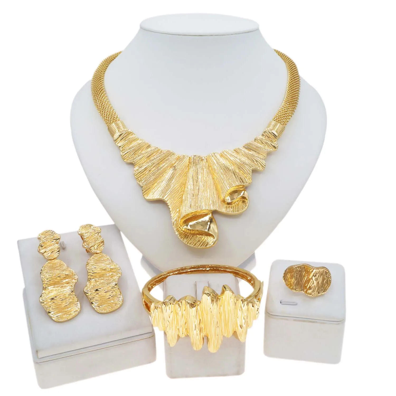 Necklace For Women Italian Gold Plated Women's Pendant Bracelet Jewelry Set Dubai Rnline Gold Ring Earrings Jewelry