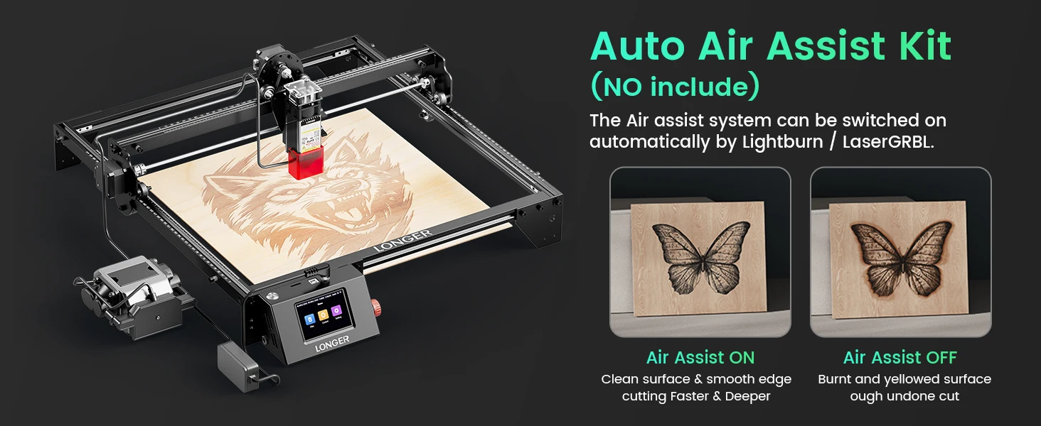 LONGER 20W 10W 5W Smart Laser Cutter & Engraver 400x400mm WiFi Touchscreen Laser Cutting Engraving Machine for Wood Acrylic Leather Metal DIY Workshop LightBurn LaserGRBL