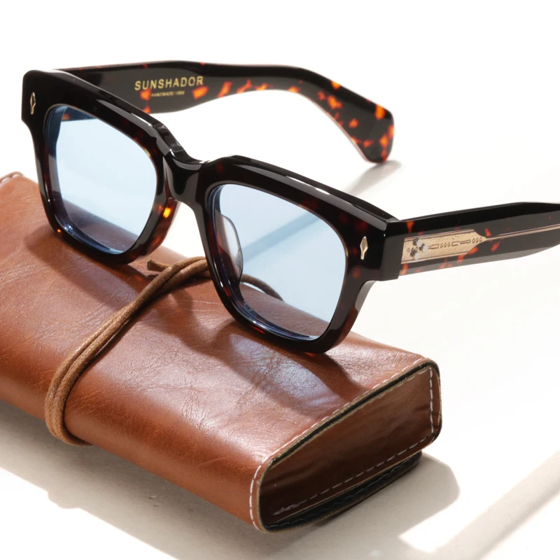 

Thick Acetate Retro Sunglasses for Men Luxury Designer Outdoor Driving Eyeglasses Top Quality women Travel UV Protective Eyewear