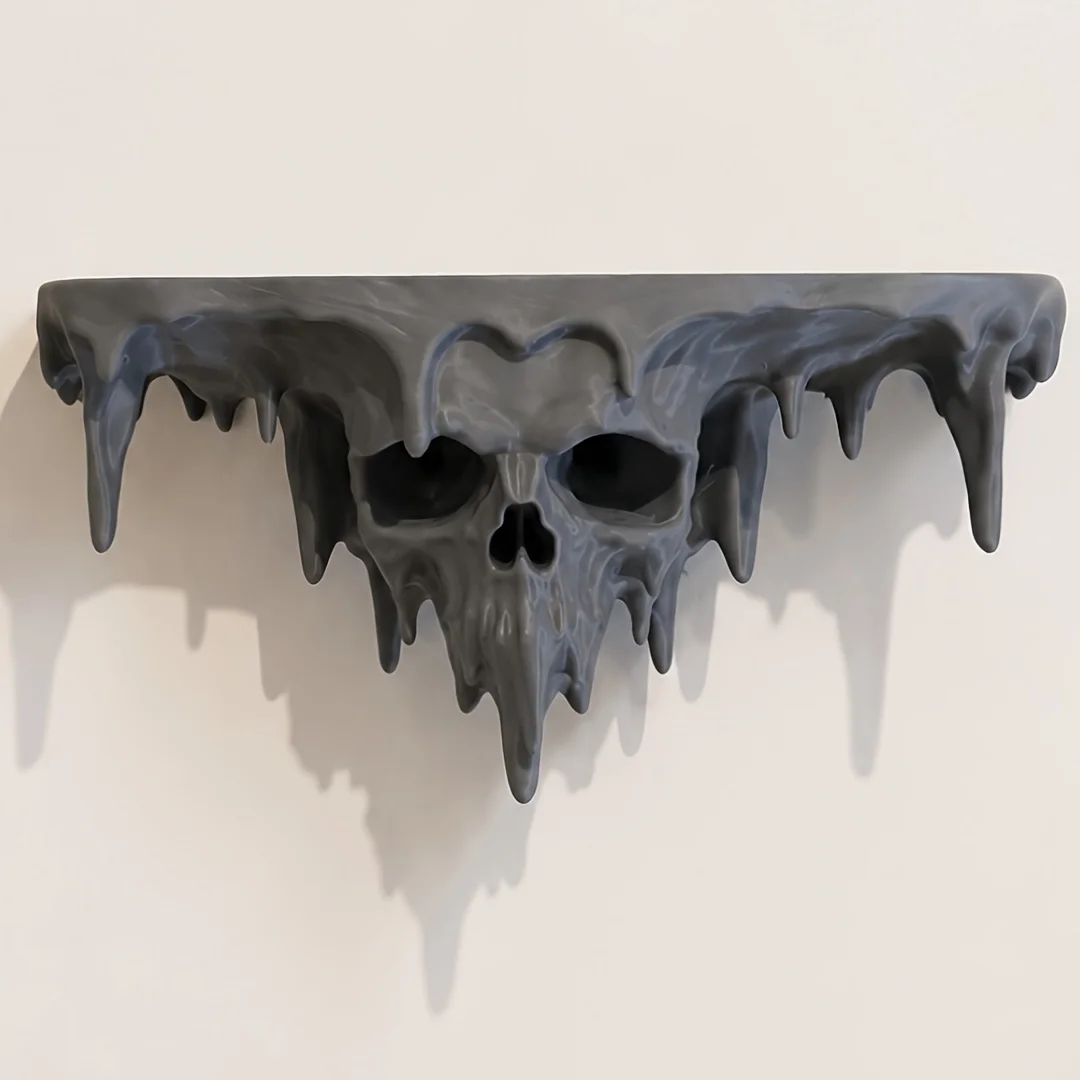 1pcs Skeleton storage rack wall rack 3D printing wall mounted black skull Halloween wall decoration