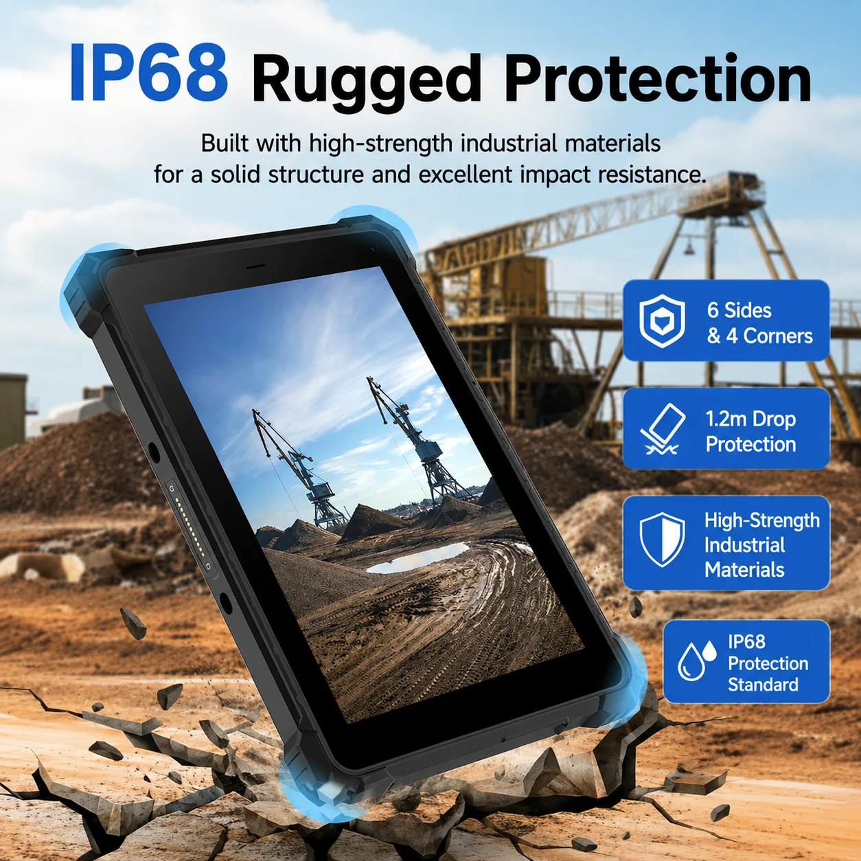 Immagine 7: CENAVA W10N Tablet Industriale Robusto da 10.1 Pollici IP68 con Windows 11, Intel N5100, 8GB, 128GB, RJ45, RS232, Antiurto e Impermeabile