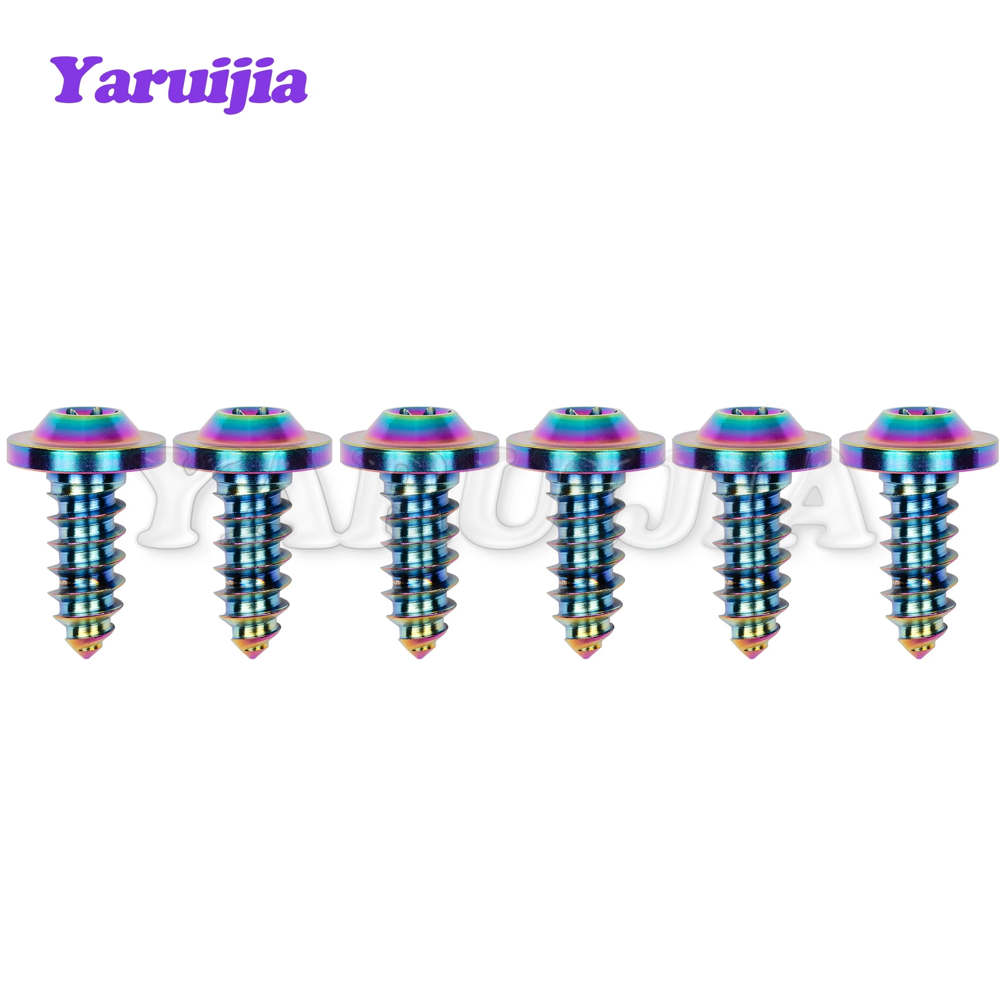 Yaruijia Titanium Bolt M4/M5/M6x15/17/20mm Torx Head Self-Tapping Button Screw for Motorcycle Bike Car 6pcs