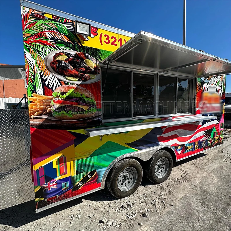 

Allbetter Mobile Food Truck Trailer Full Kitchen Hot Dog Ice Cream Cart Catering Trailer Street Fast Food Truck US Standard