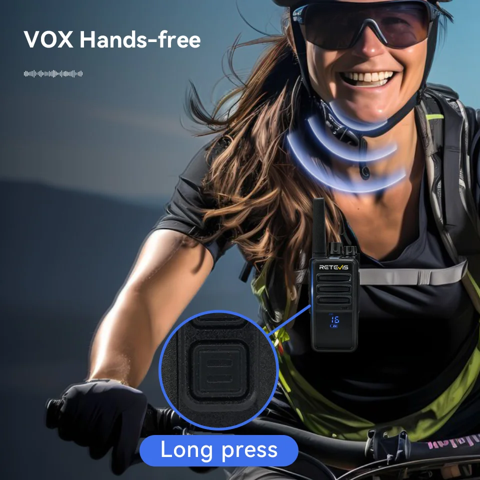 Retevis RT668H Walkie-Talkies 4 Stück PMR446 FRS Lizenzfreies Zweiwege-Funkgerät mit Verstecktem Display und VOX-Funktion für Radfahren und Wandern – Detail 14