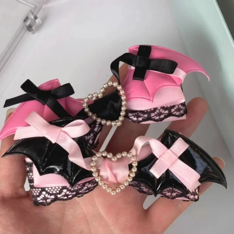 Accessoire de cheveux Lolita Pince à nœud en dentelle noire rose Épingle à cheveux fille douce