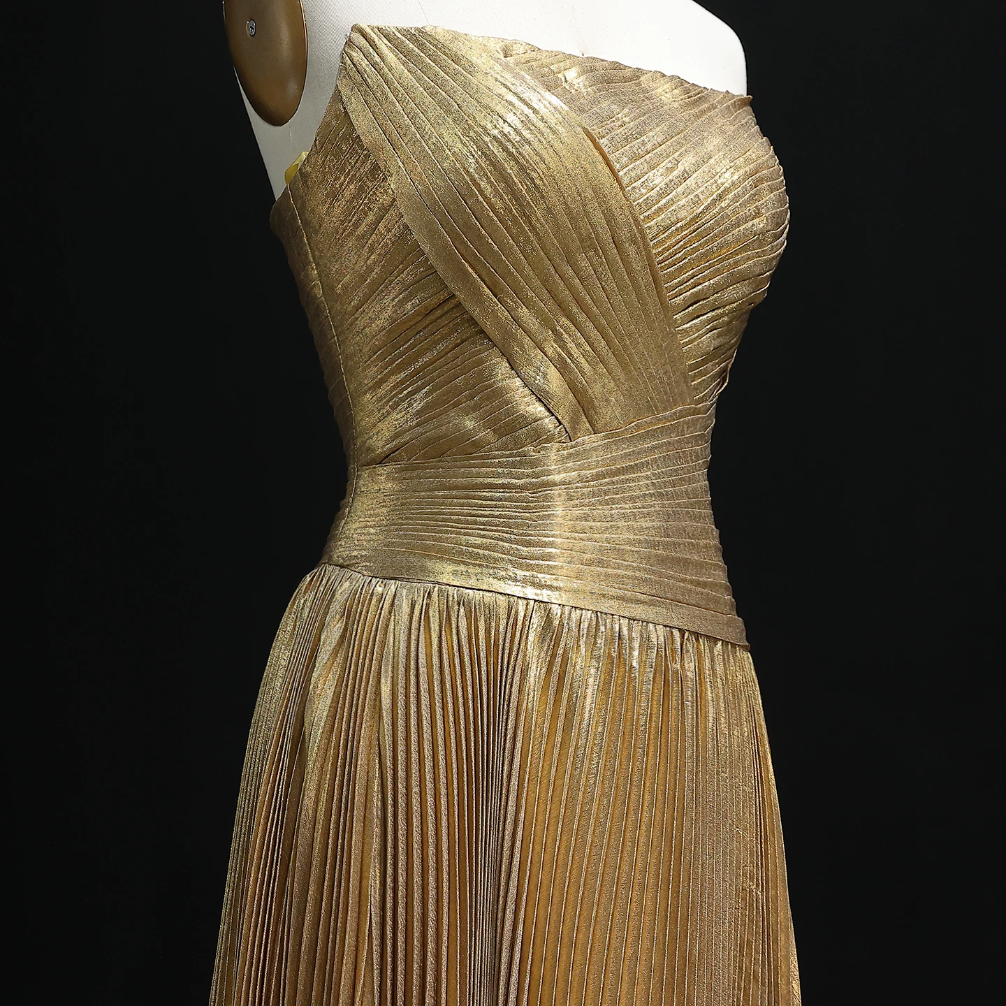 Sharon Said Dubai Elegant Gold Evening Dress with Strapless Draped for Women Wedding Party Gown SF208 Customized image 5