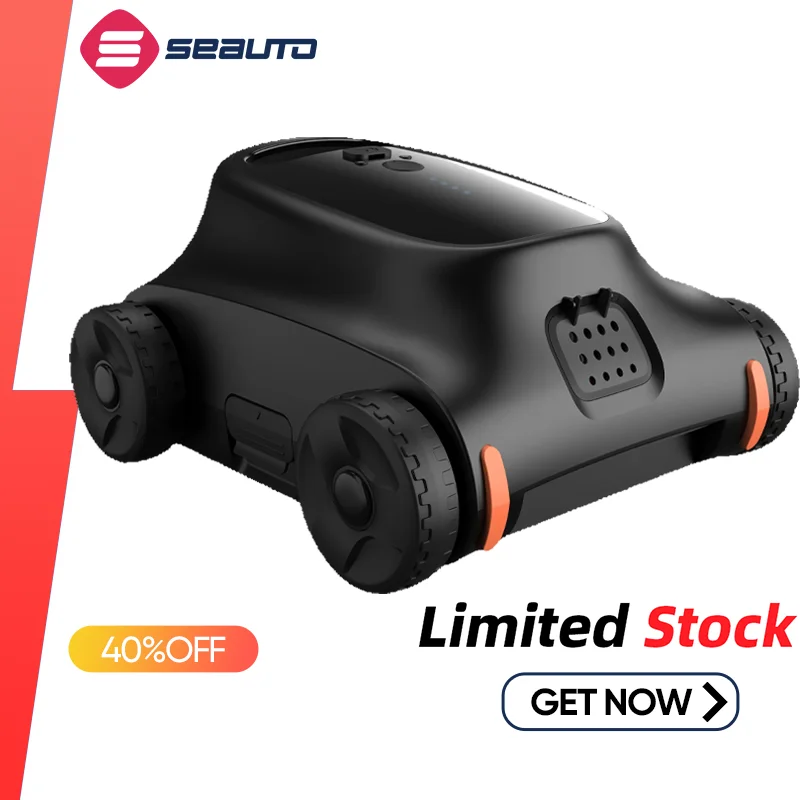 Seauto SAT 10 Aspiradora robótica inalámbrica para piscina 180 minutos de funcionamiento hasta 2150 pies cuadrados, motor sin escobillas de 180 W, para piscinas planas en el suelo