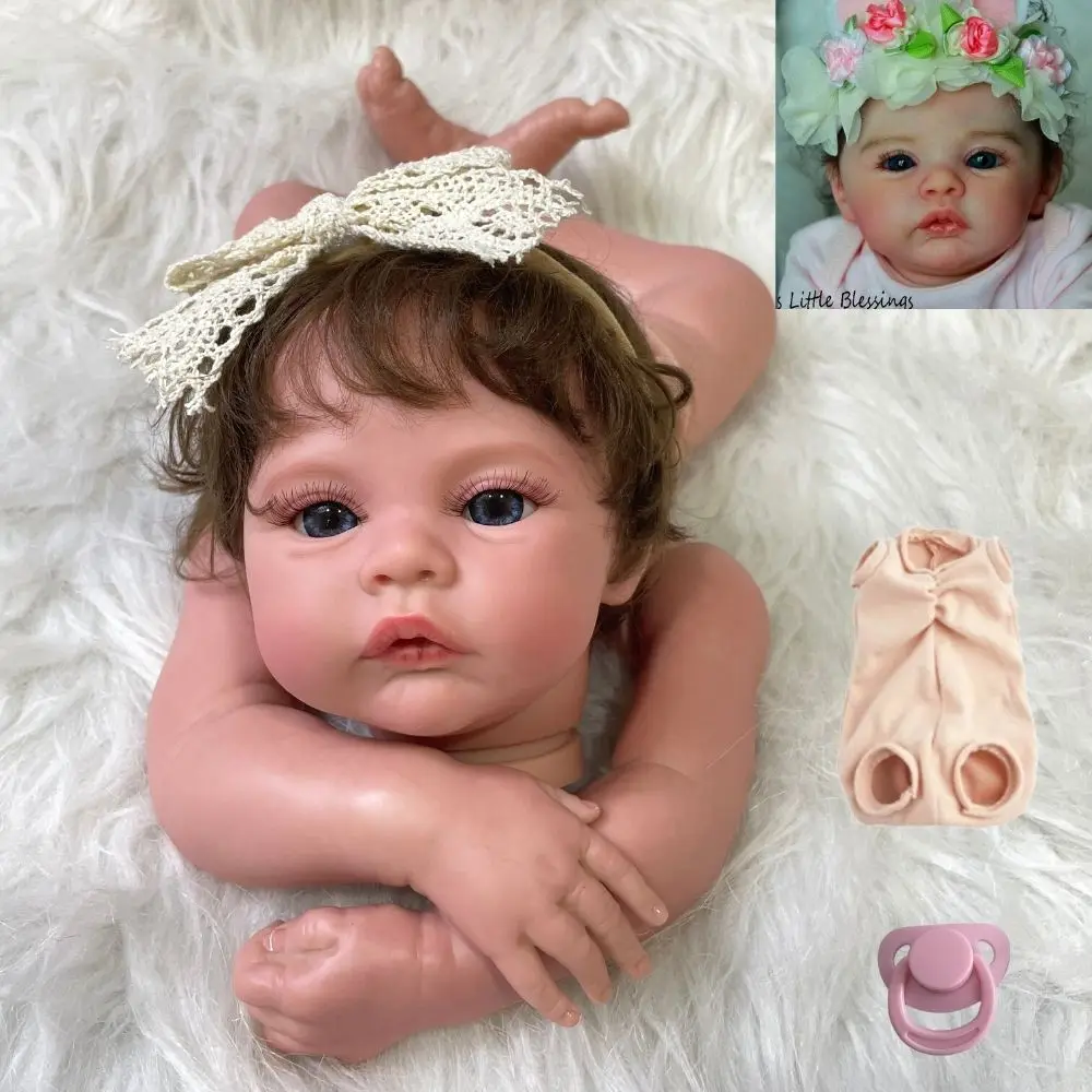 

17Inch Already Painted Reborn Doll Kit Meadow With Implanted Hair and Cloth Body Unassembled Handmade Doll Parts DIY