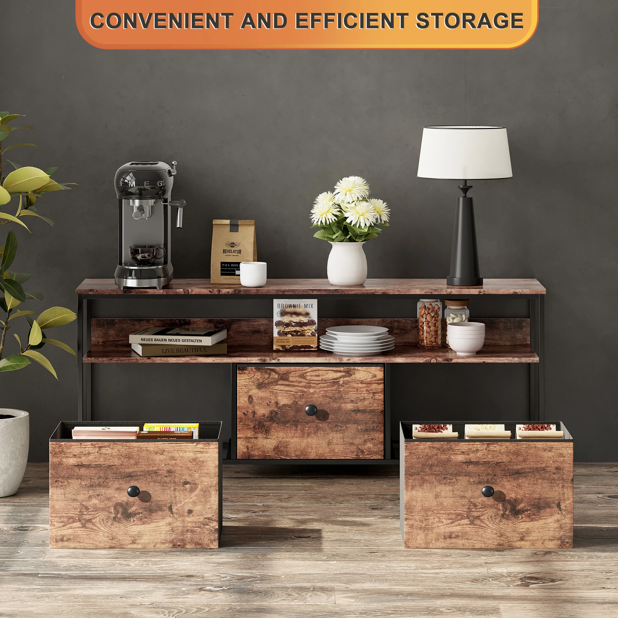 حامل تلفزيون Anajqaqia مقاس 108 × 30 × 57 سم، وخزانة طعام مع إضاءة LED و3 أدراج قابلة للطي، لغرفة المعيشة وغرفة الطعام وغرفة النوم