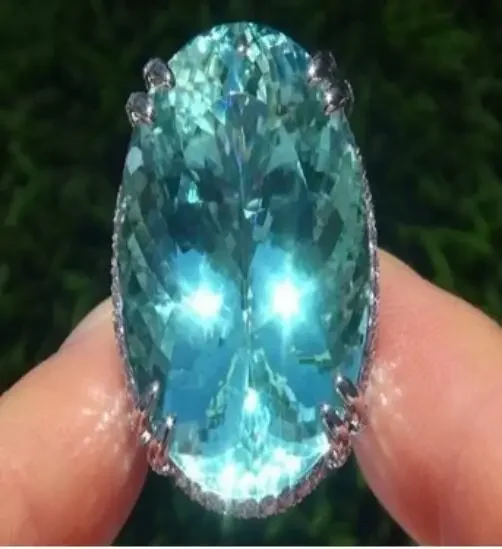 Kolor srebrny klasyczny niebieski kryształ Bijoux moda koktajl obrączka cyrkonia biżuteria dla kobiet jako prezent miłosny — zdjęcie 2