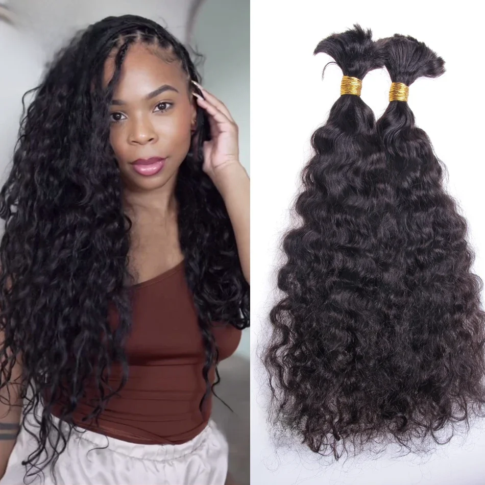 Bulk Menselijk Haar Voor Het Vlechten Van Krullend Dubbel Getrokken Braziliaanse Remy Geen Weft Extensions Bohemian Boho Box Vlechten Haar Voor Zwarte Vrouwen - afbeelding 2