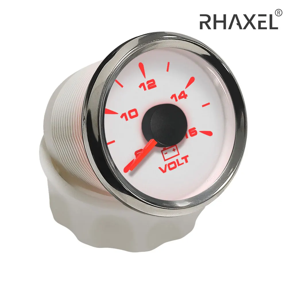 RHAXEL Voltmeter 52mm Volt Gauge Universal Waterproof Meter 12V 24V with 8 Colors Backlights for Boat Automobile Truck Yacht