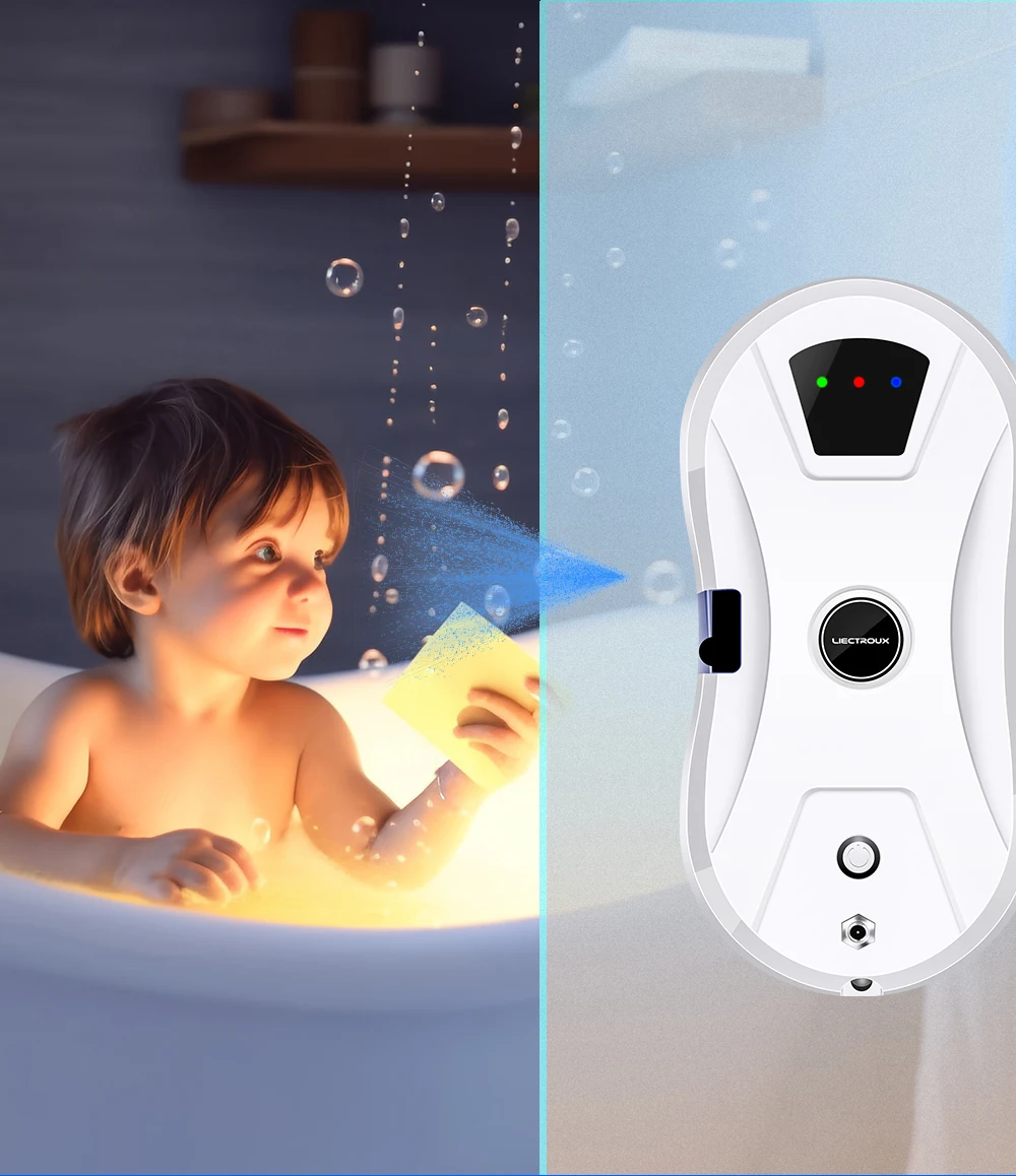 Liectroux YW610 Fensterreinigungsroboter, Ultraschall-Wassersprühgerät, ultraschlanker Staubsaugerroboter für Fenster, Glaswischer für Zuhause, Trocken- und Nasswischen, AI Route, Fernsteuerung – Detail 4