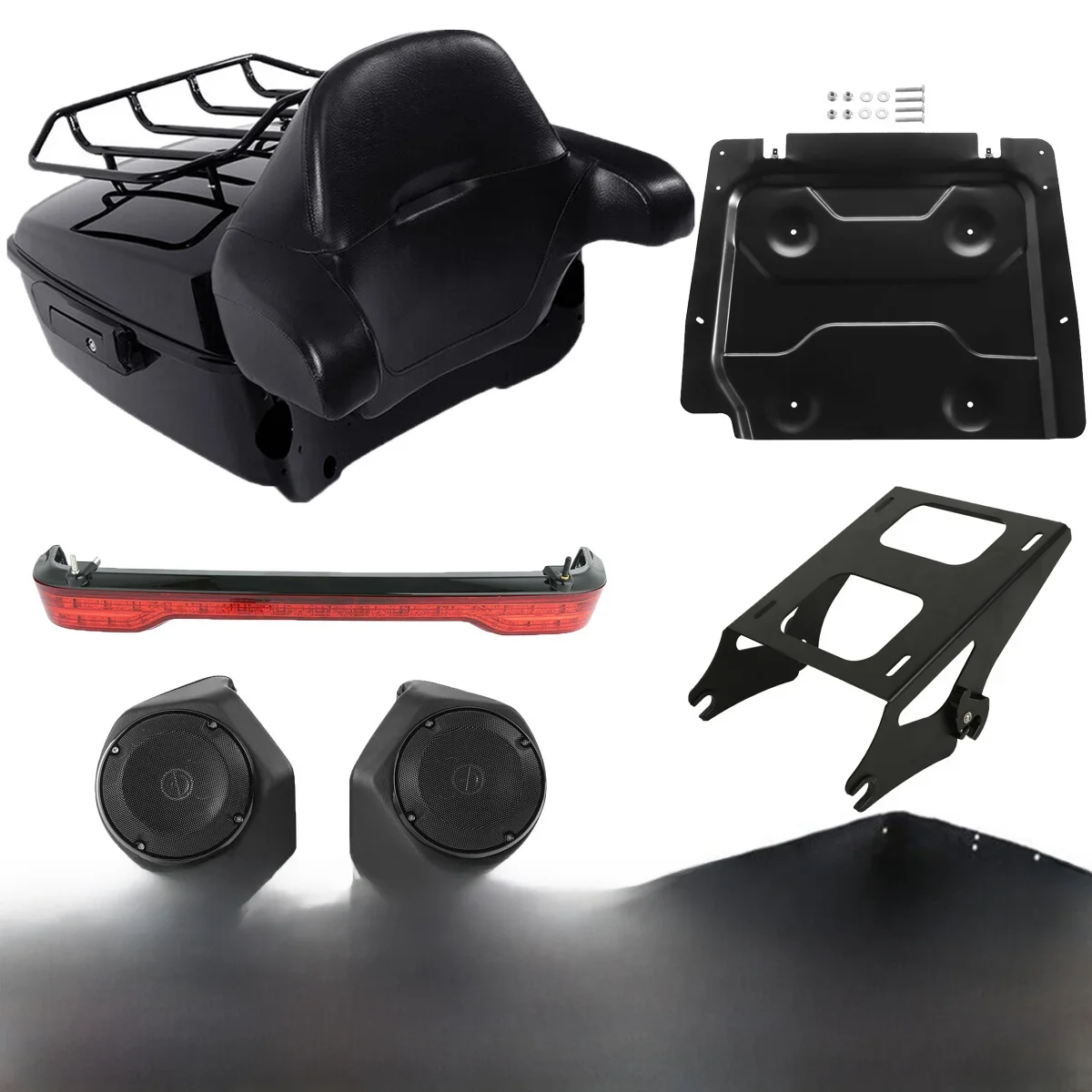 Bagażnik King Trunk z głośnikiem 6,5 cala, bagażnik na bagażnik do motocykli Harley Touring Street Electra Glide Road King 2014-2023 2019 — zdjęcie 2