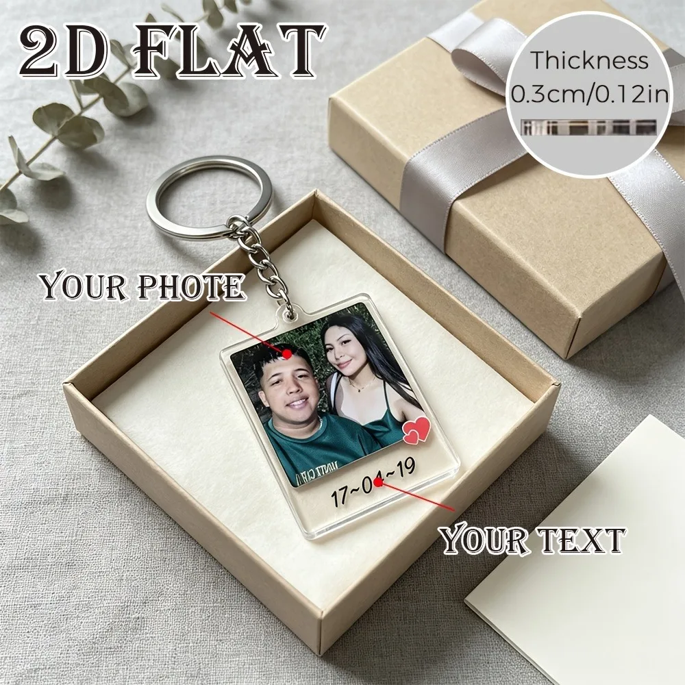 1pc, Custom High-transparency Acrylic Minimalist English Photo Keychain, High-transparency Thickened Acrylic With Smooth Surface