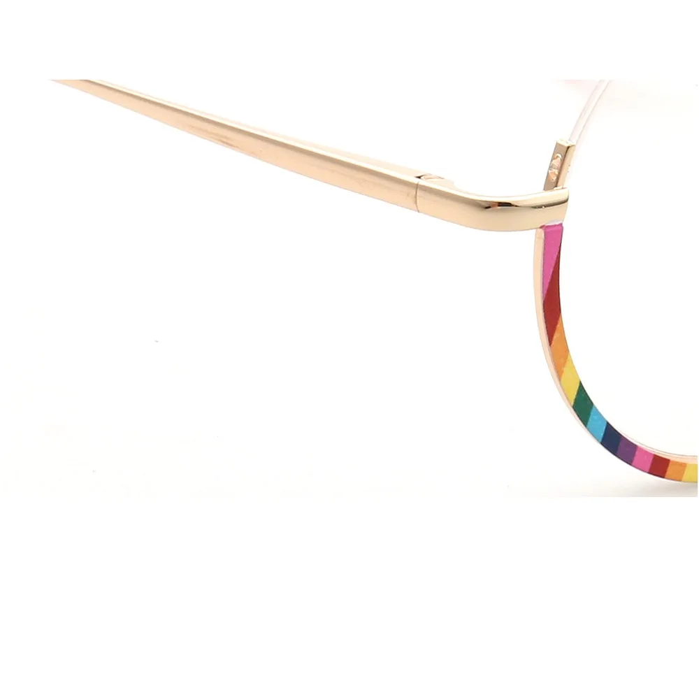 Vintage Half Rim Women Round Glasses Frames for Women Optical Eyeglasses Metal Eyewear Rainbow Prescription Spectacles Oversize