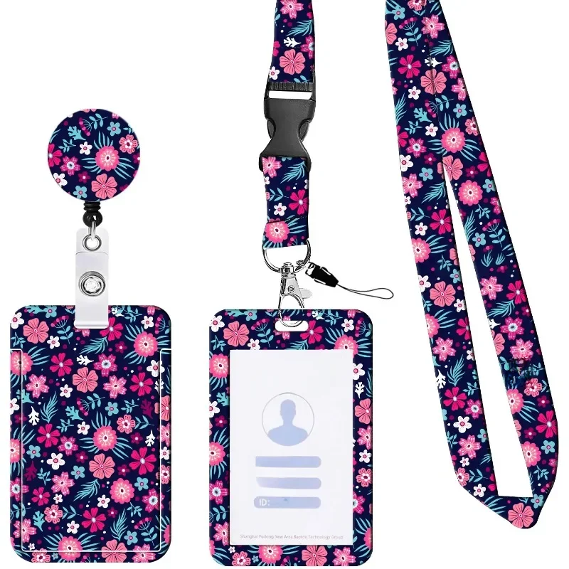 Dames filles fleur ID crédit porte-carte bancaire étudiants Bus carte étui lanière enfant visite porte identité Badge cartes couverture