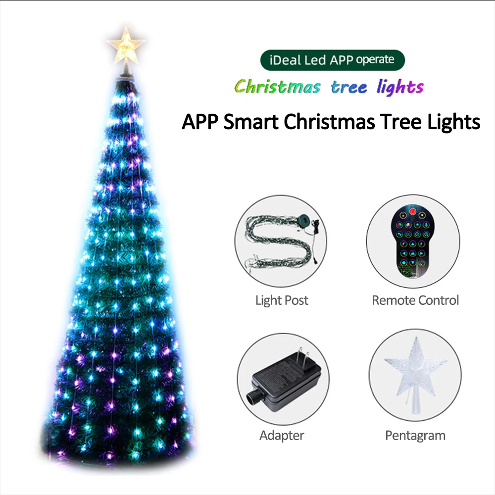 Imagem -04 - Inteligente Árvore de Natal Toppers Luzes Multicolor Fada Led Star String Cachoeira Xmas App Bluetooth Home Quintal Faça Você Mesmo Ativado