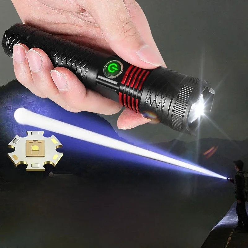Ultra Powerful Rechargeable Torch Lamp LED Tactical Flashlight Lighting 2000M High Power Flashlight 18650 XHP360 Hunting Lantern