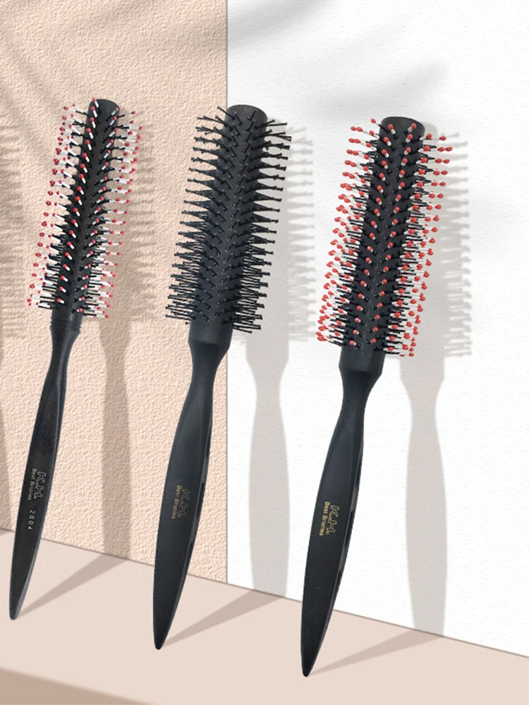 Wood Handle Boar Bristles Round Brush Removable Tail Professional Barber Salon Hairdressing Hair Brush Hair Round Comb