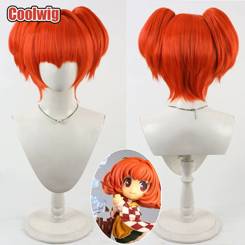 Coolwig Synthetic Hair Motoori Kosuzu Cosplay Wigs Touhou Project Motoori Kosuzu 30cm Straight Red Ponytail Wig Heat Resistant