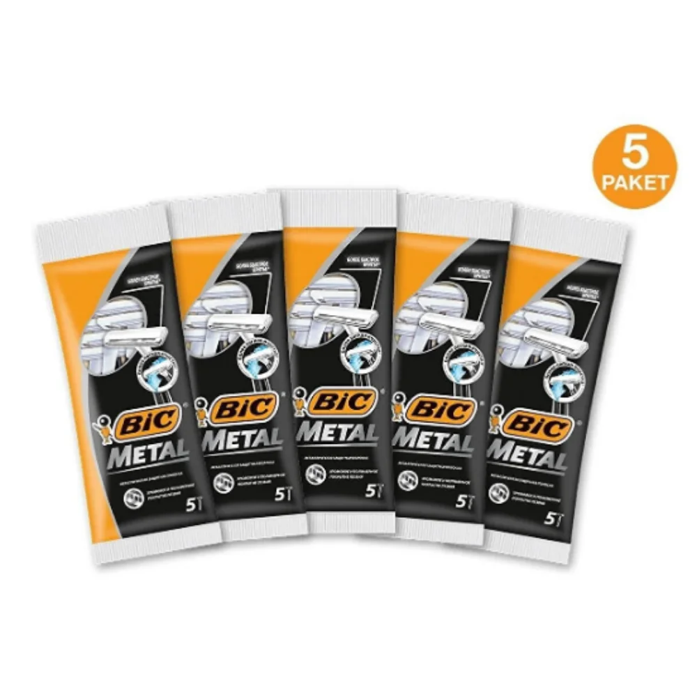 Bic Metal Maquinilla de Afeitar Desechable 5x5 25 Piezas Hombres Tamaño Estándar Alta Calidad Cara Barba Bigote 2023 Entrega Rápida Facilidad de Afeitado Baño Antes de la Ducha Amplio Multi Pack Producto