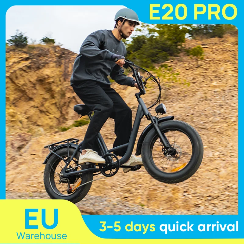 Vélo électrique Urlife E20PRO 1500W, pneus 26x4 pouces, 48V 15.6Ah, écran LCD amovible, 7 vitesses, freins à disque hydrauliques pour adultes