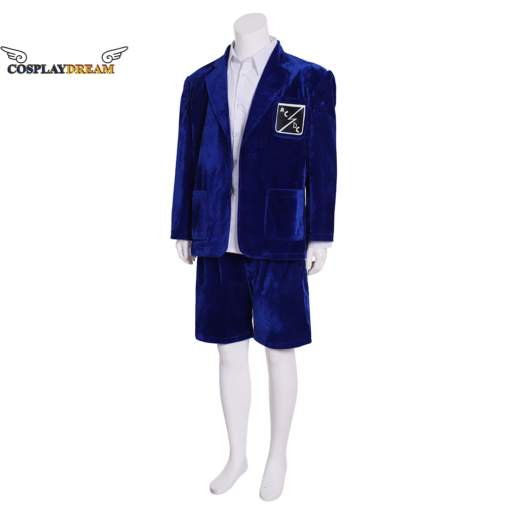 Band AC/DC Angus Young Cosplay Costume Unisex Adult Blue Suit Jacket Coat Top Shorts Suit Halloween Party Cosplay Outfit