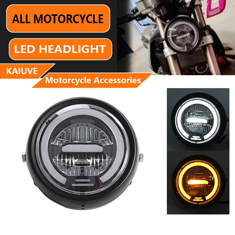 

Motorcycle 6 Inch Led Headlight Universal 6" Round Head Light for Harley Sportster Cafe Racer Honda Yamaha Suzuki Custom