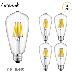 4pcs DC24v 12v LED Bulb Lamps E27 6W ST58 2700K 4500K Edison Vintage Light Bulb LED Lights Decoration Bedroom Lampada Vintage
