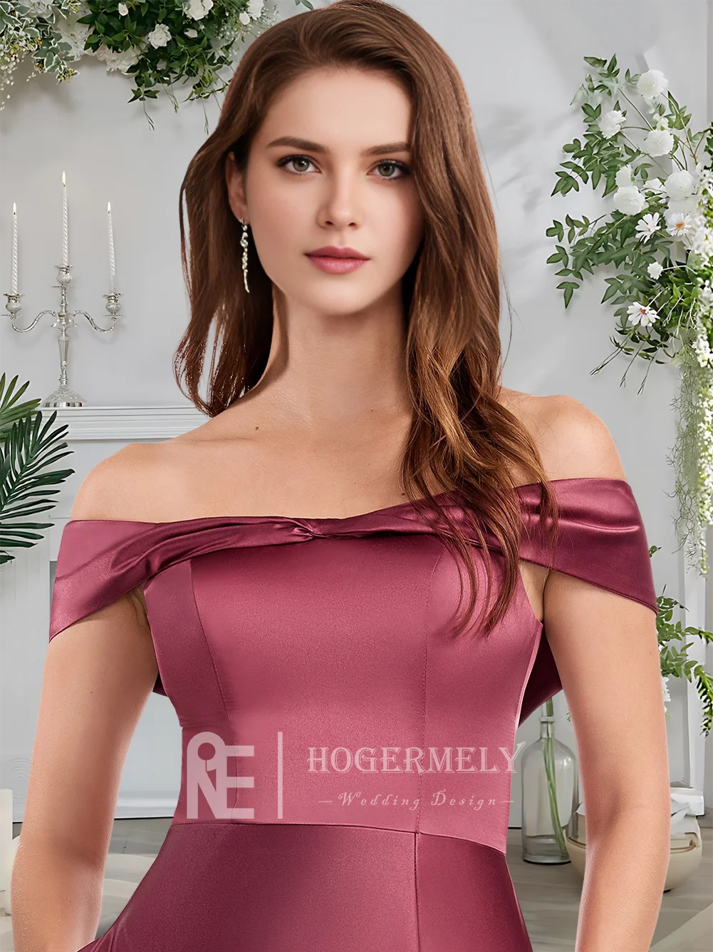 ​ Роскошные атласные платья подружки невесты шелковицы трапециевидной формы с открытыми плечами длиной до пола, элегантные вечерние платья для свадебной вечеринки, 2025 г., женские гостьи