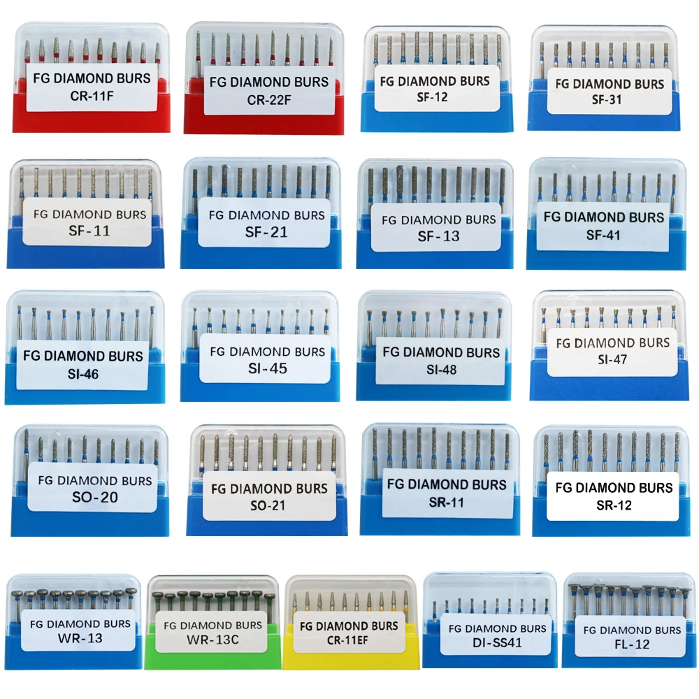 

10Pcs/Pack BR SF SR SO SI WR CR FL DI Series Diamond Burs