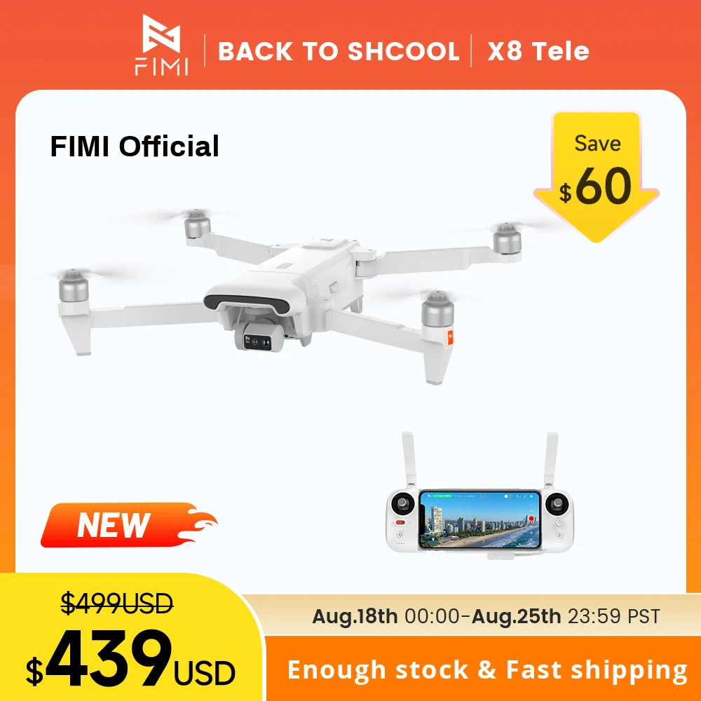 

FIMI X8 Tele drone with Wide-Angle and tele Camera 30x Hybrid Zoom 4K 60fps 10KM range 3-axis Gimbal GPS AI Super Night Video