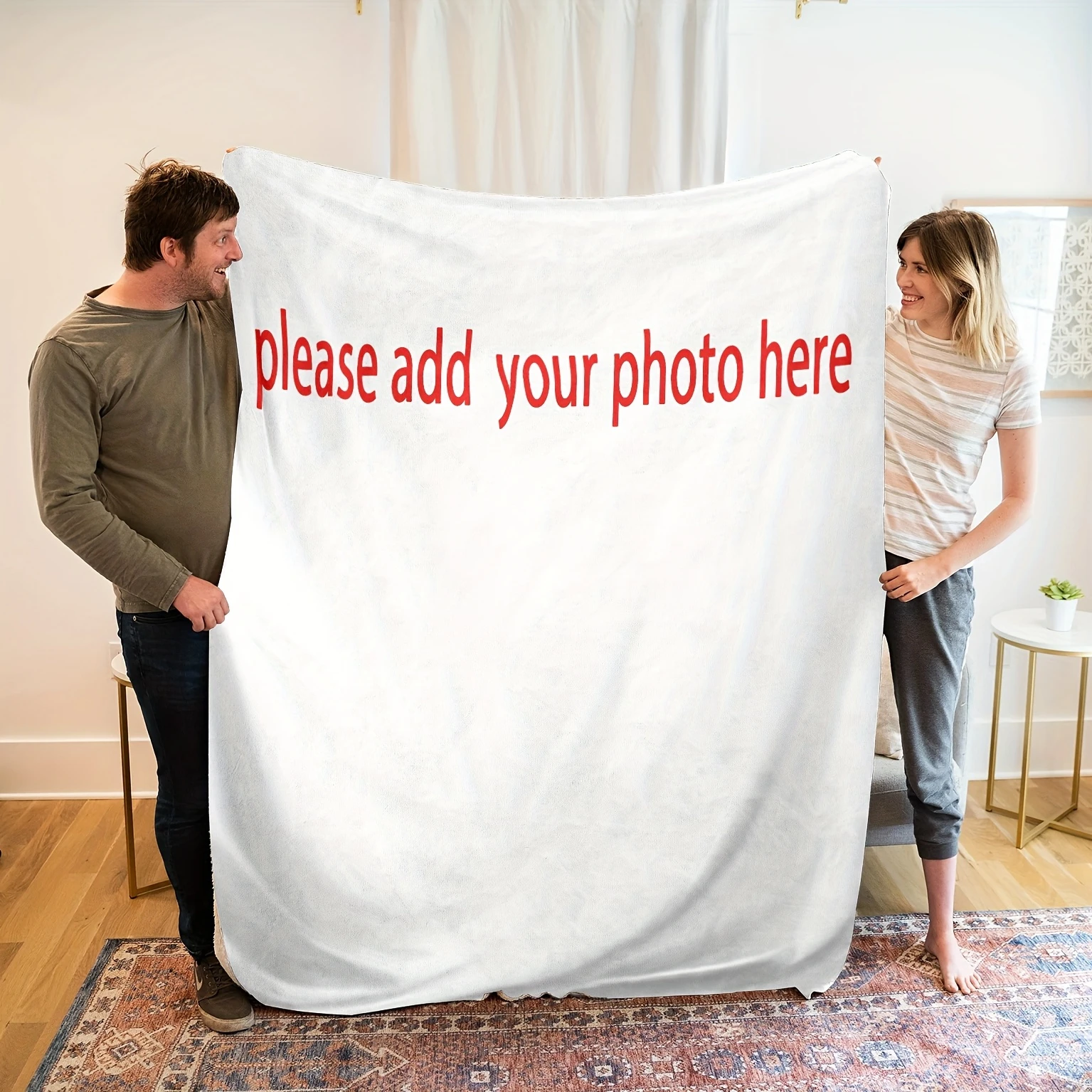 [Custom] 1 PC Custom Blanket with Pictures, Extra Soft Personalized Blanket, HD Print Custom Photo Blanket, Comfortable Custom