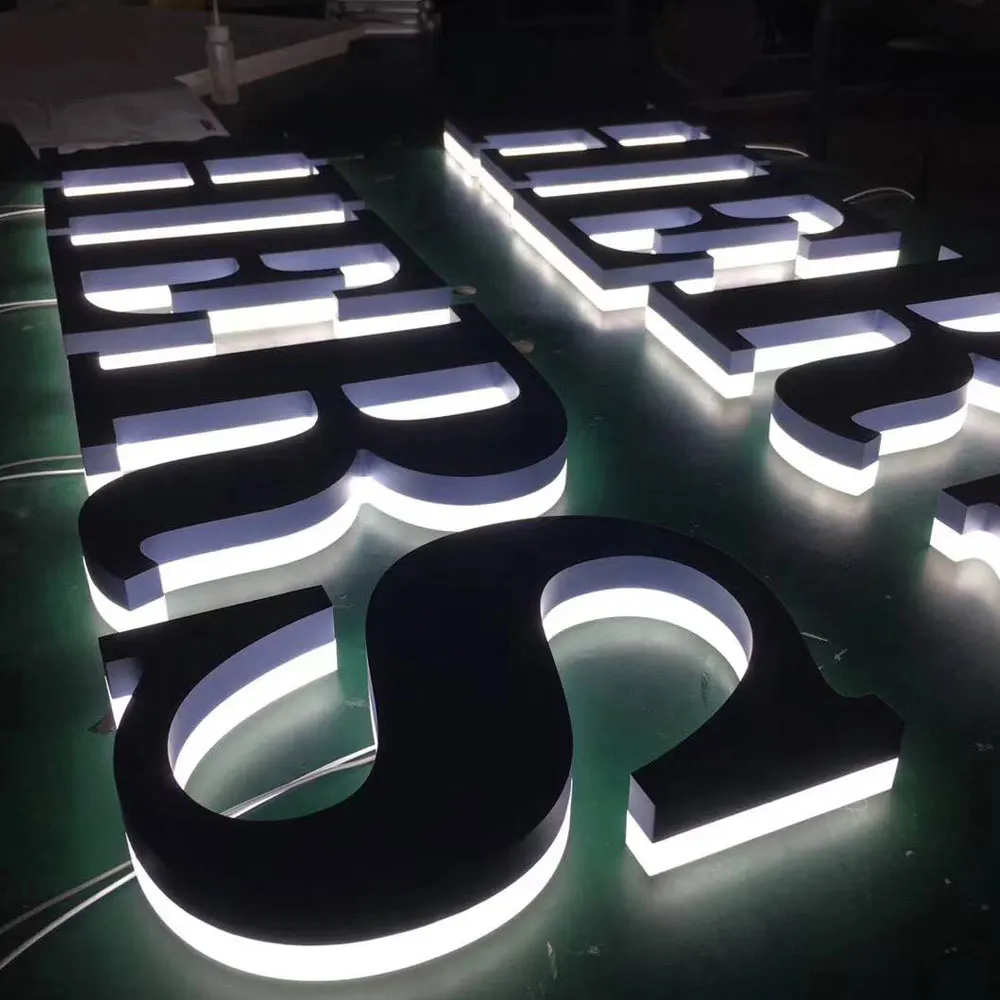 Custom Stainless steel led backlit signs, Outdoors Illuminated Channel Letters