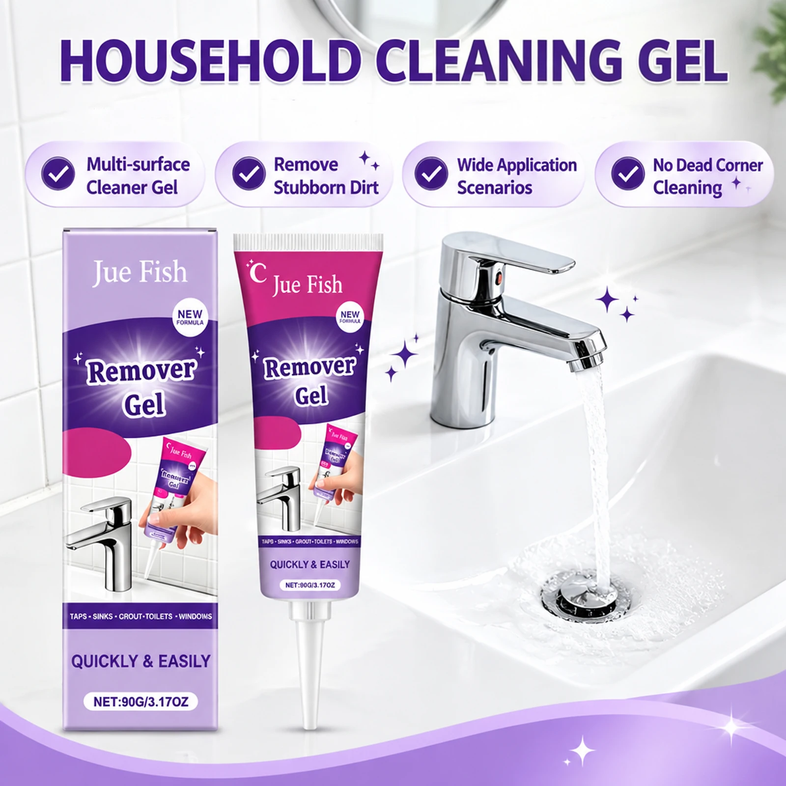90g Household Cleaning Gel Multi Purpose Stain Remover Deep Gap Cleaner For Toilet Window Bathroom Kitchen Stubborn Dirt Removal