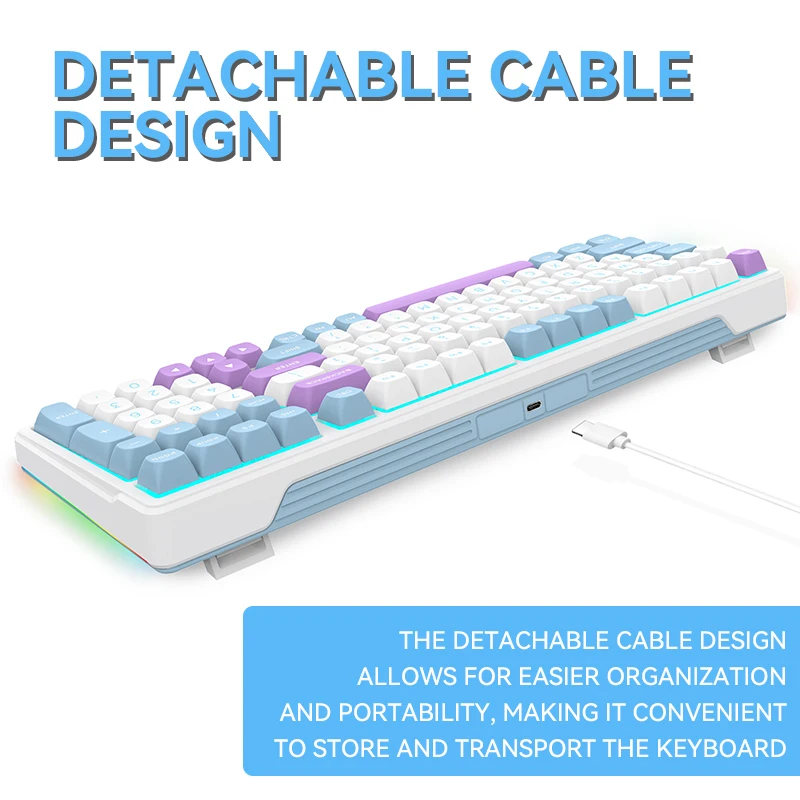 E-Yooso Z99 Gaming Mechanical Keyboard Wire Keyboard 95% Layout Ice Blue Light Blue Switch 99 Keys Hot Swap